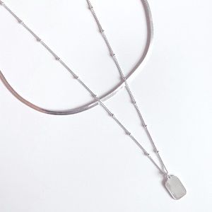 Silver Layered Tag Necklace